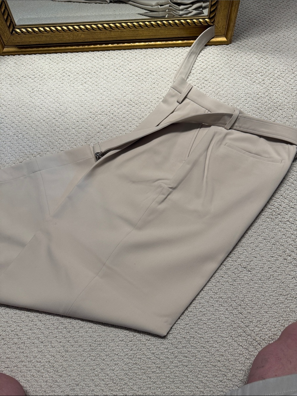 Cream High-Waist Tailored Skirt 32x29